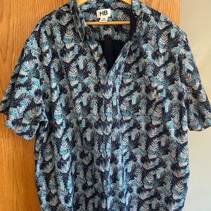 Men's Blue Leaf Print Shirt